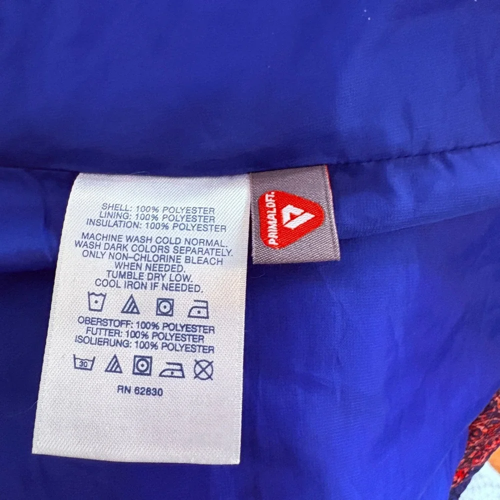 Lands‎ End Quilted Paisley Jacket Blue Red Full Zip Women's M Boho Artsy Chic